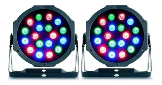 PACK 2 FOCOS 18 LED RGB DMX- ILUMINACIÓN PARA FIESTA, DJ Y EVENTOS