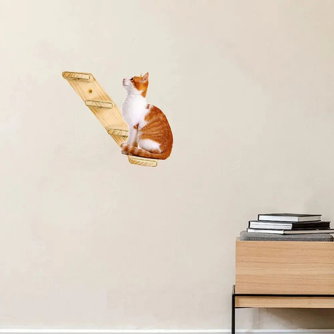 ESCALERA DE PARED PARA GATOS 4 PELDAÑOS GEIGE 50X19,5 Cm