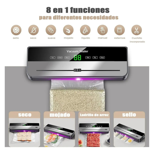 MÁQUINA SELLADORA AL VACÍO CON PANTALLA TÁCTIL Y 10 BOLSAS