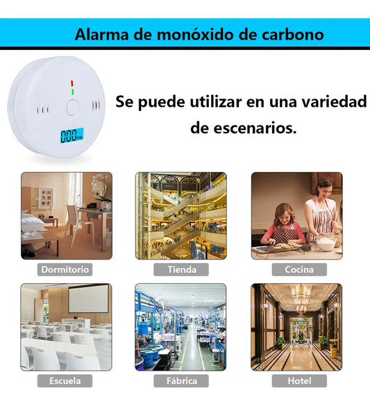 PACK X2 DETECTORES E MONÓXIDO DE CARBONO DIGITAL LCD