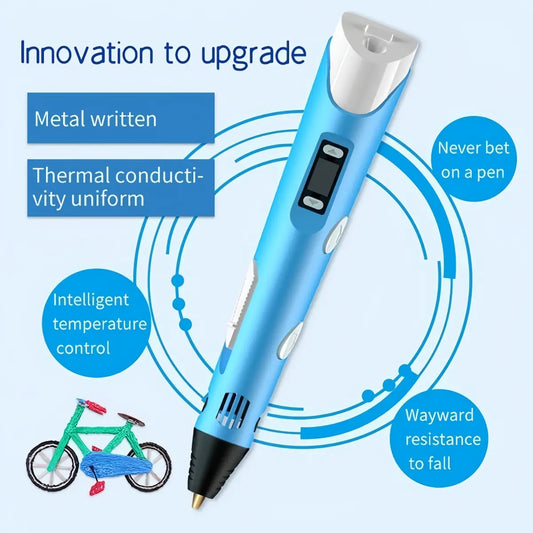 LÁPIZ 3D IMPRESORA DE DIBUJO + 10 FILAMENTOS 30 METROS MULTICOLOR