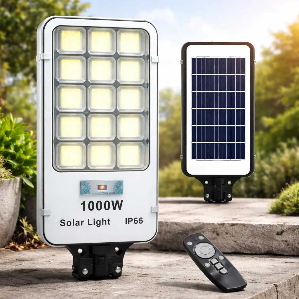 FOCO SOLAR LED 1000W EXTERIOR CON CONTROL Y SOPORTE