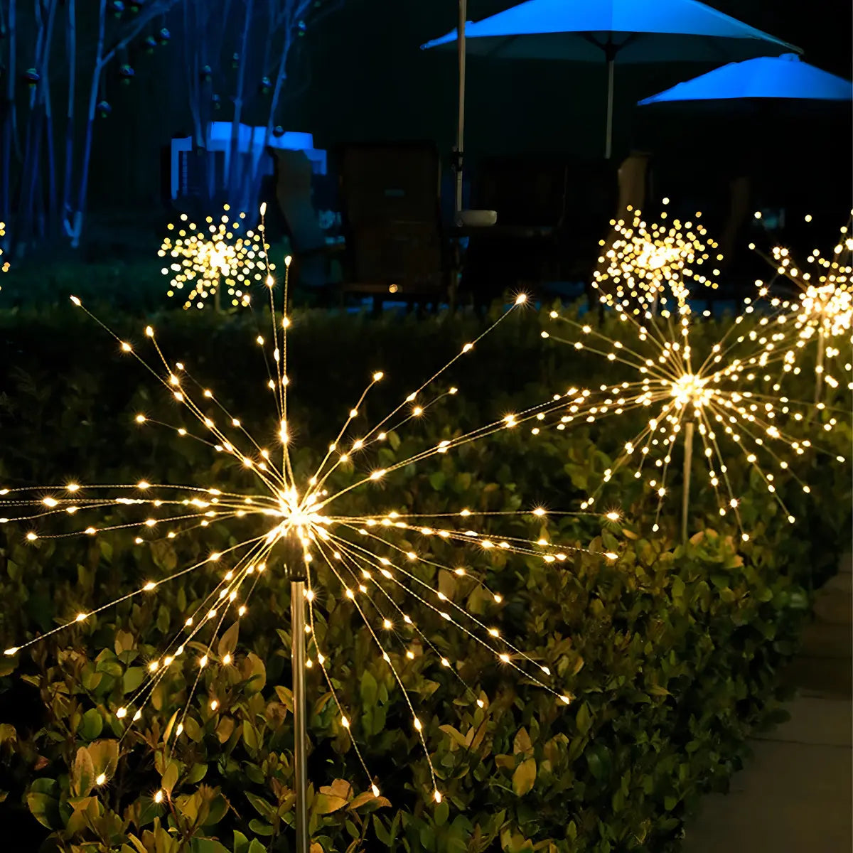 PACK X2 LUCES MICRO LED SOLAR JARDÍN FUEGO ARTIFICIAL - LUZ CÁLIDA 400 LED