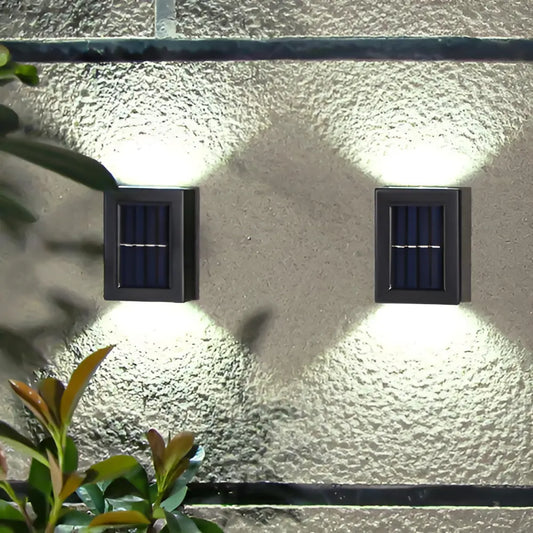PACK 6 FOCOS APLIQUES SOLAR LED DE PARED EXTERIOR- LUZ FRÍA - NEGRO