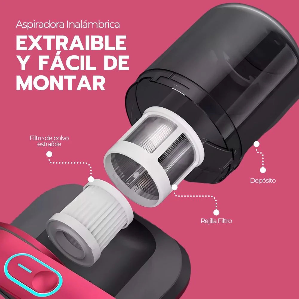 ASPIRADORA INALÁMBRICA ANTIÁCAROS AL VACÍO RECARGABLE