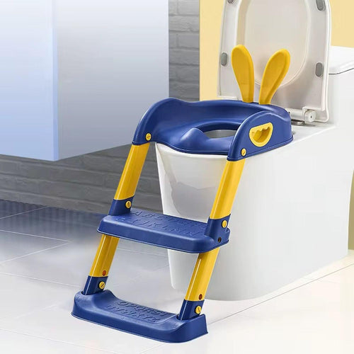 ASIENTO ADAPTADOR WC INFANTIL CON ESCALERA PLEGABLE ANTIDESLIZANTE ACOLCHADO AZUL