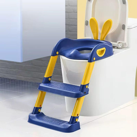 ASIENTO ADAPTADOR WC INFANTIL CON ESCALERA PLEGABLE ANTIDESLIZANTE ACOLCHADO AZUL