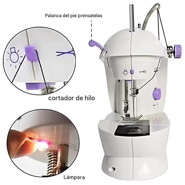 MINI MÁQUINA DE COSER ELÉCTRICA PORTÁTIL 220V CON PEDAL