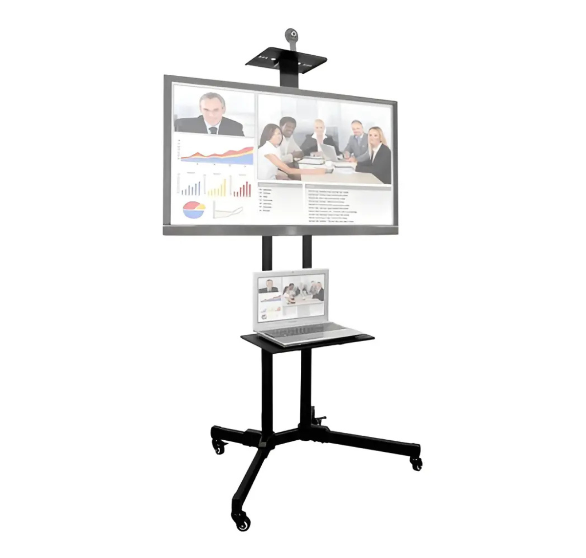 SOPORTE TV 32 A 65 PULG PEDESTAL MÓVIL CON RUEDAS HASTA 50KG NEGRO