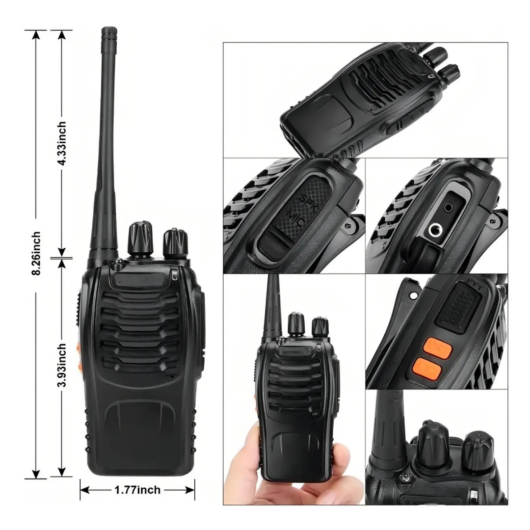 PACK X2 WALKIE TALKIE BF-888S 5W FRECUENCIA 400-470MHZ