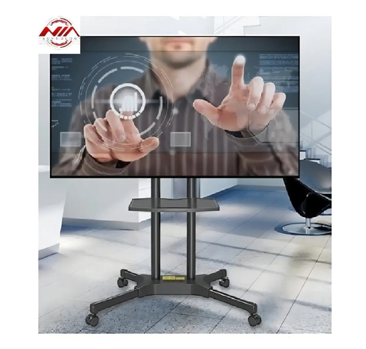 SOPORTE TV 32 A 65 PULG PEDESTAL MÓVIL CON RUEDAS HASTA 50KG NEGRO
