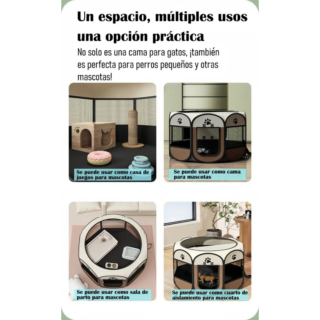 CORRAL PLEGABLE PARA PERROS Y GATOS DE TELA OXFORD CON CIERRE
