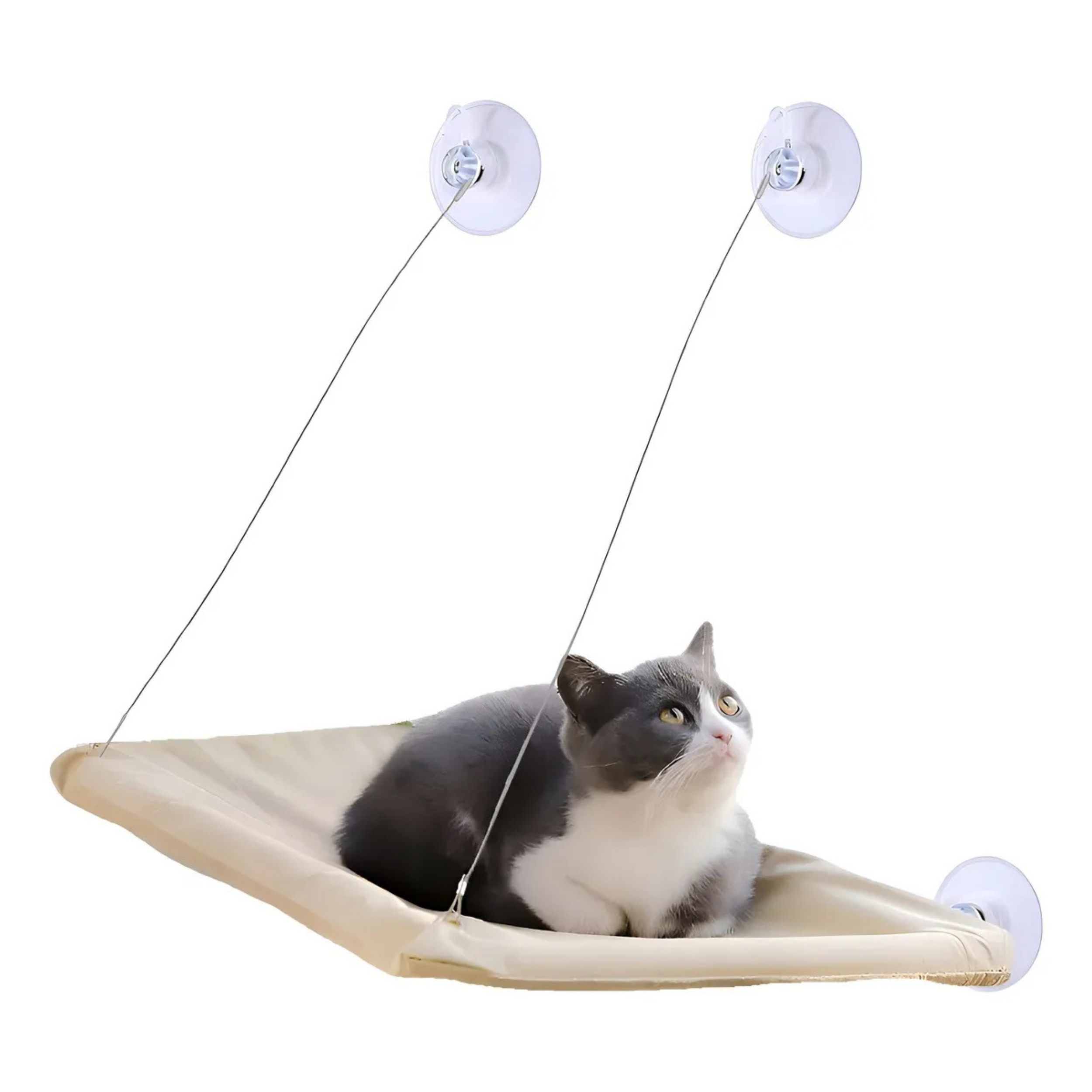 HAMACA COLGANTE PARA GATOS VENTANA BEIGE PREMIUM