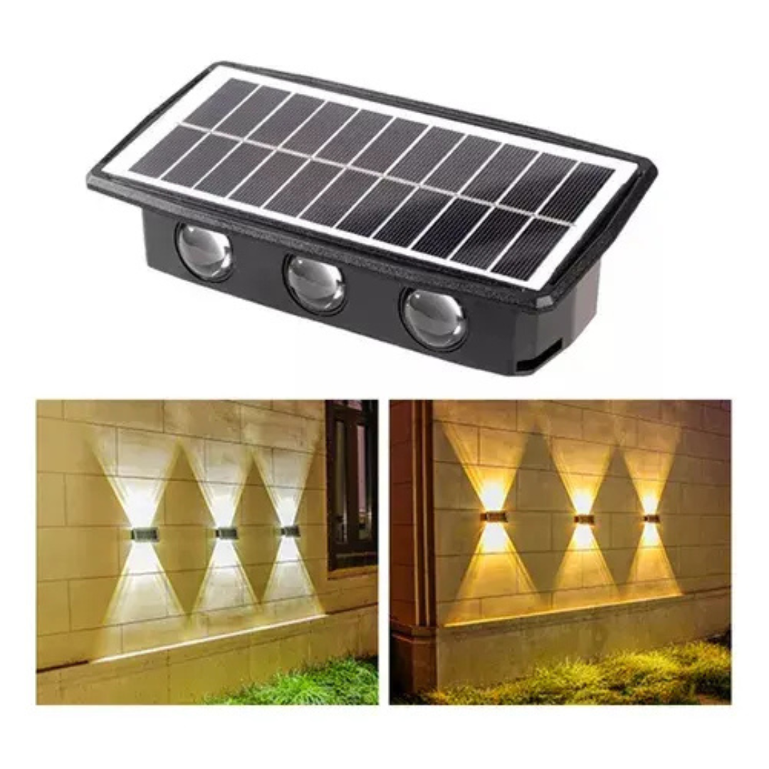 PACK DE 2 AMPLIQUES SOLARES 6 LED IMPERMEABLES PARA EXTERIOR