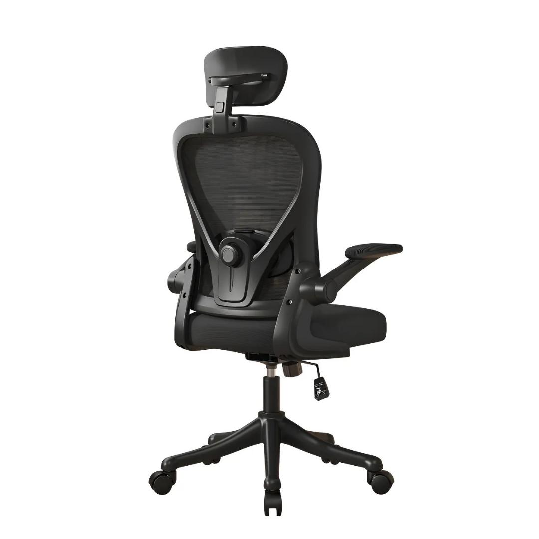 SILLA ERGONÓMICA PARA OFICINA CON SOPORTE LUMBAR AJUSTABLE -COLOR NEGRO