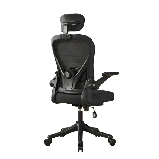 SILLA ERGONÓMICA PARA OFICINA CON SOPORTE LUMBAR AJUSTABLE -COLOR NEGRO