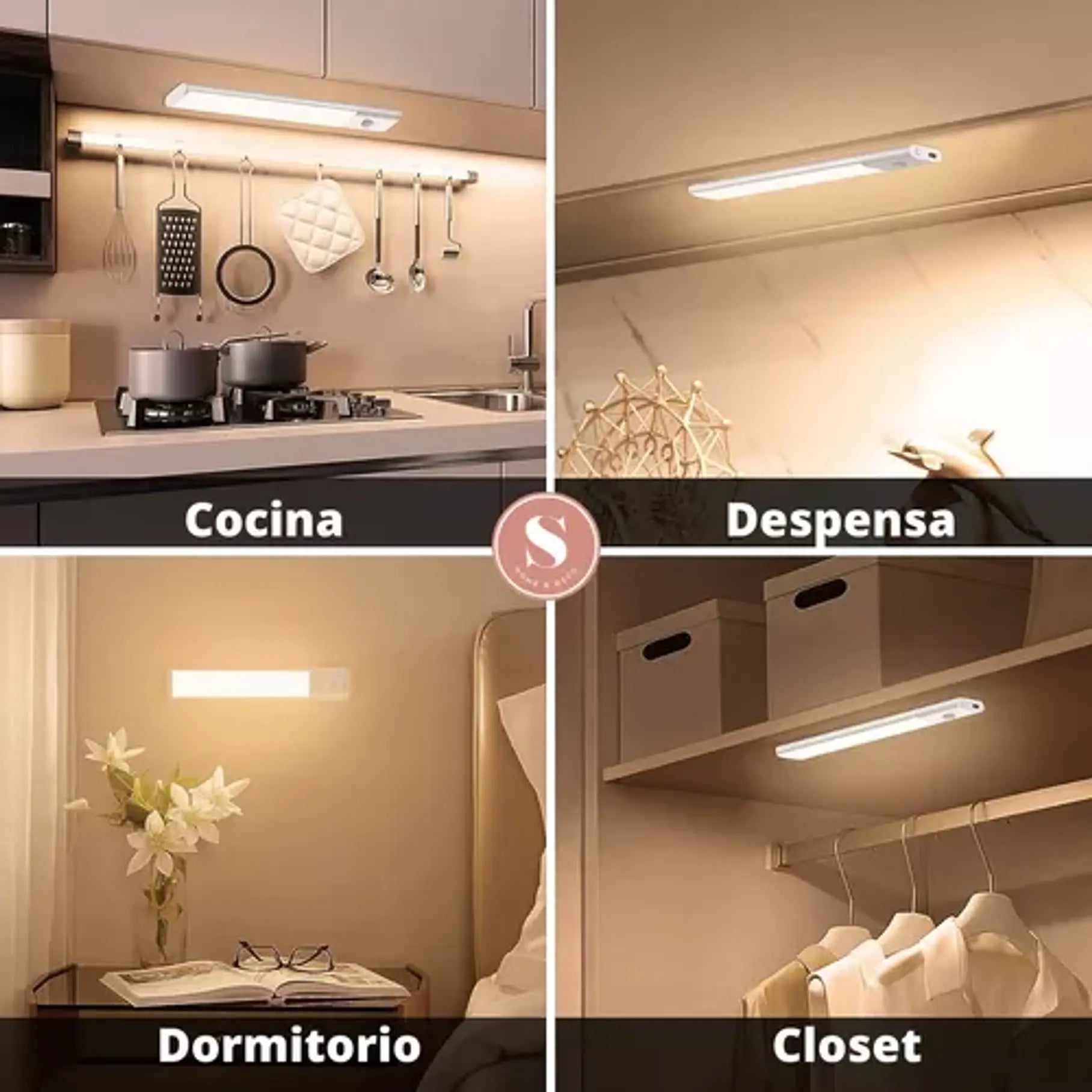 BARRA DE LUZ LED CON SENSOR DE MOVIMIENTO PARA BAÑO Y COCINA- PACK 2 UNIDADES