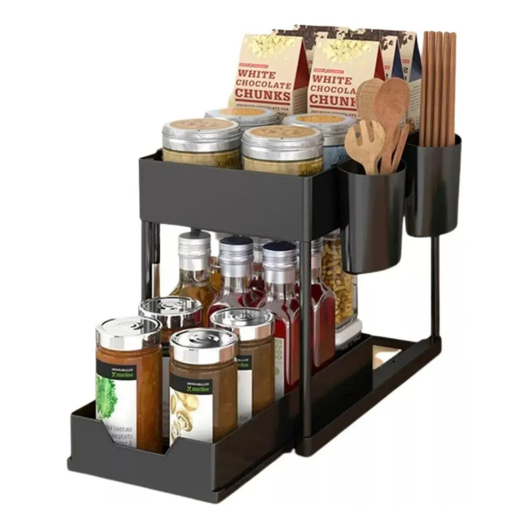ORGANIZADOR DE COCINA DE 2 NIVELES NEGRO -MAXIMIZA TU ESPACIO