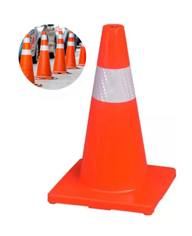 CONO DE TRÁFICO FLEXIBLE REFLECTANTE 45 CM CON FRANJA DE SEGURIDAD