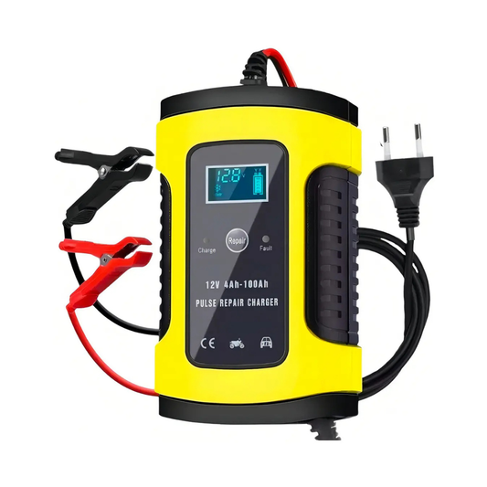 CARGADOR DE BATERÍA INTELIGENTE 12V 6A CON PANTALLA LCD PARA AUTO Y MOTO