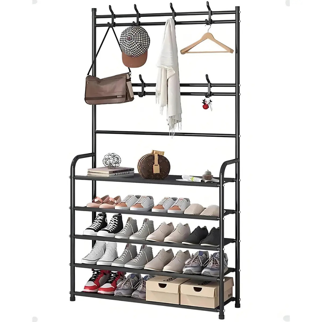 ZAPATERO ORGANIZADOR COLGADOR DE ZAPATOS PARA ARMARIO Y PERCHERO -NEGRO