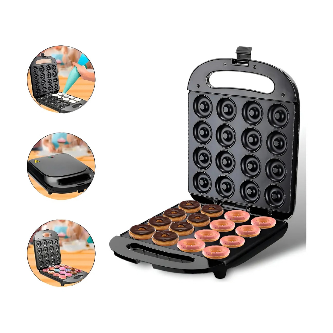MÁQUINA MINI DONAS ANTIADHERENTE RAF 16 DONUTS NEGRO R2205