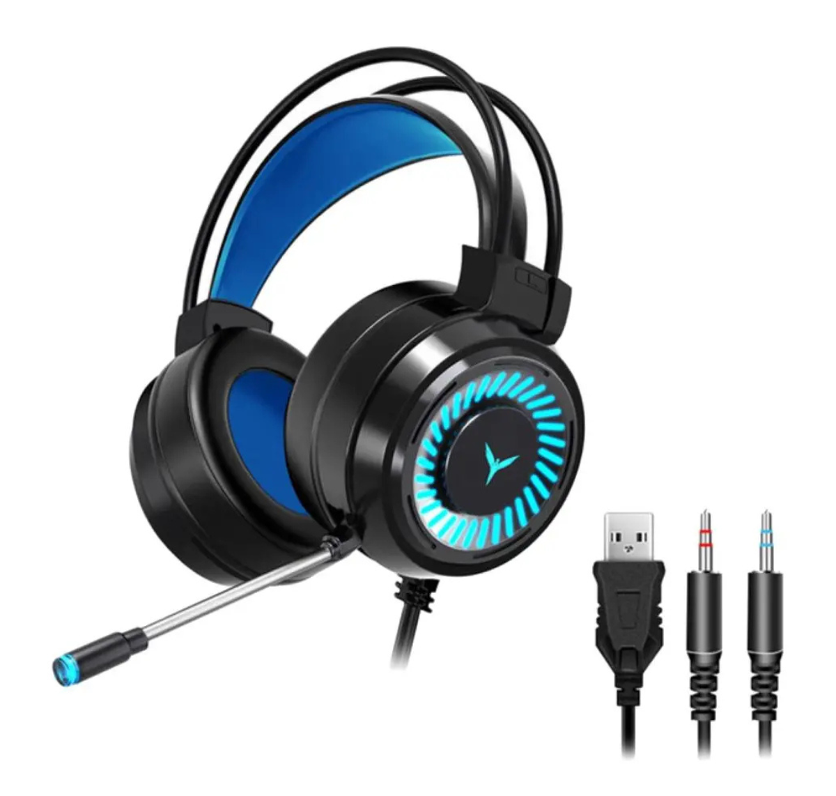 AURICULARES GAMER 3.5 MM CON MICRÓFONO Y LUCES LED RGB- NEGRO