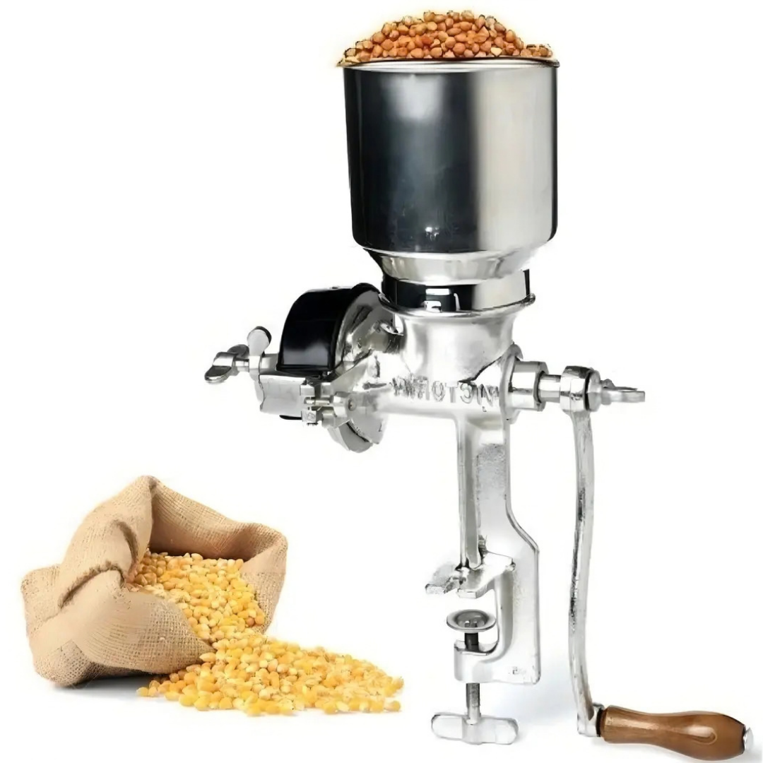 MOLINO MOLEDOR MANUAL METÁLICO PARA CHOCLO, MAÍZ, CAFÉ, CEREAL Y ARROZ