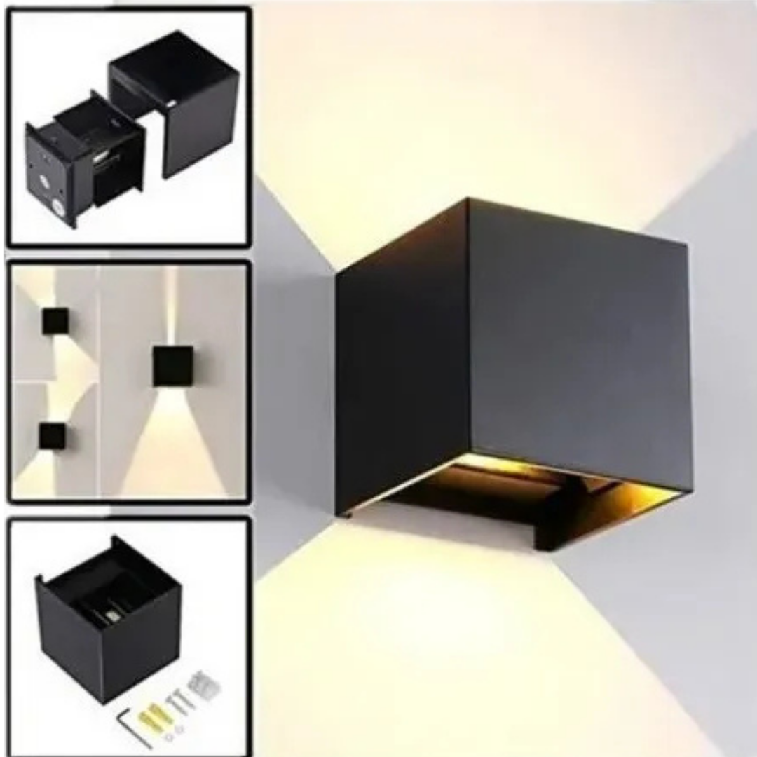 LUZ FOCO APLIQUE PARA PARED LED EXTERIOR -NEGRO