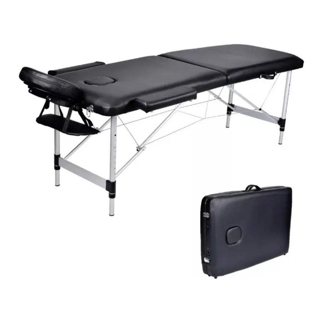 CAMILLA DE MASAJES PROFESIONAL PLEGABLE DE ALUMINIO COLOR NEGRO