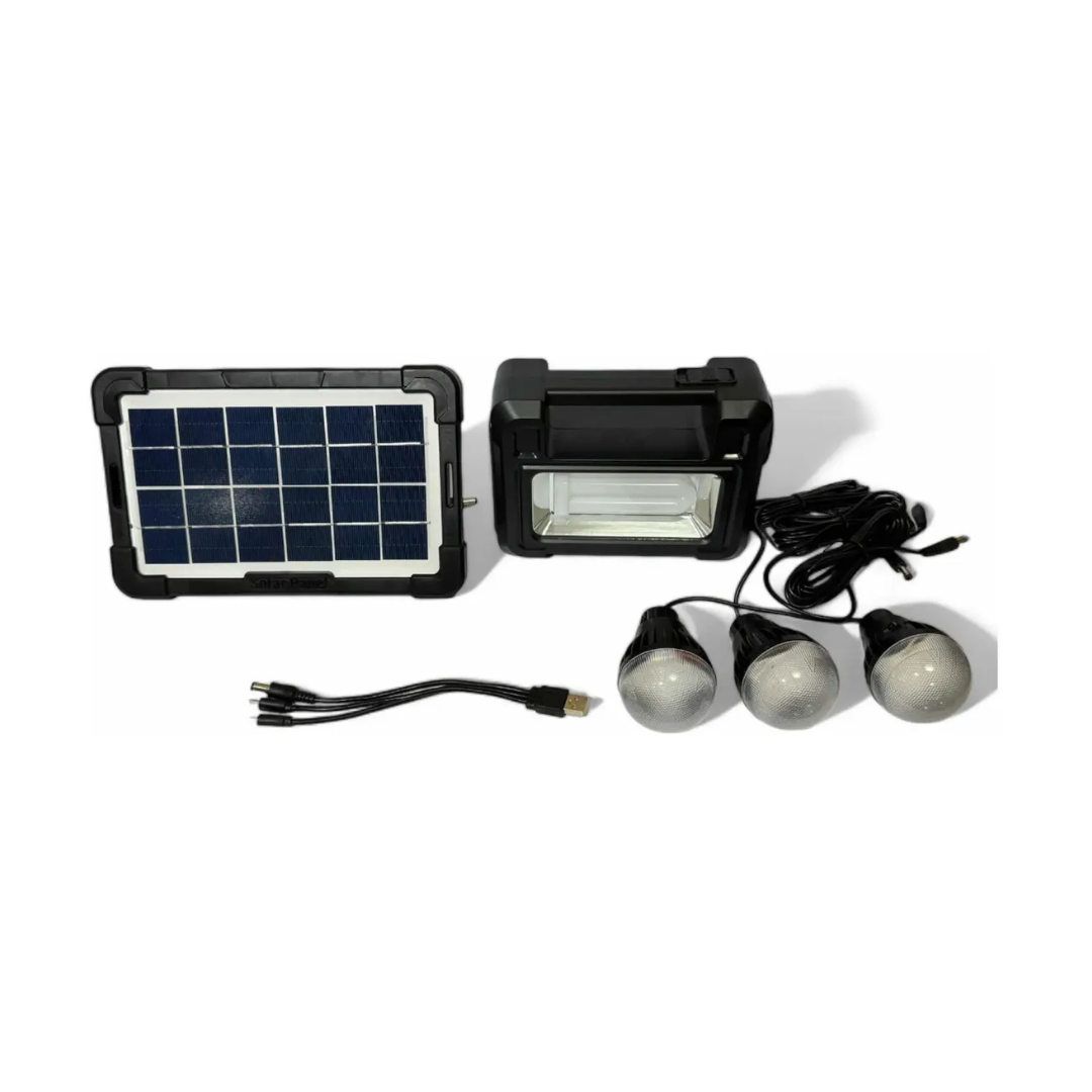 KIT DE ILUMINACIÓN SOLAR DE EMERGENCIA 80W CON 3 AMPOLLETAS