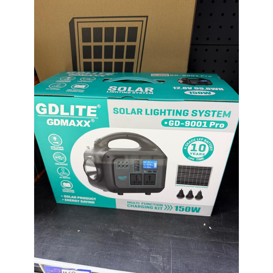 KIT GENERADOR SOLAR PORTÁTIL CON LINTERNA LED Y 3 BOMBILLAS