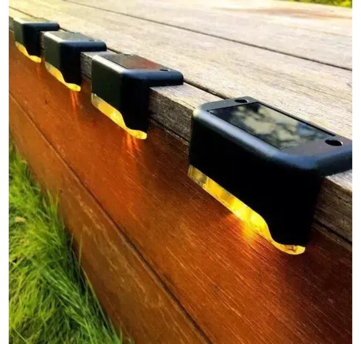 LUCES SOLARES PACK 4 LED PARA JARDÍN IP55 NEGRO - ESCALERAS Y EXTERIOR