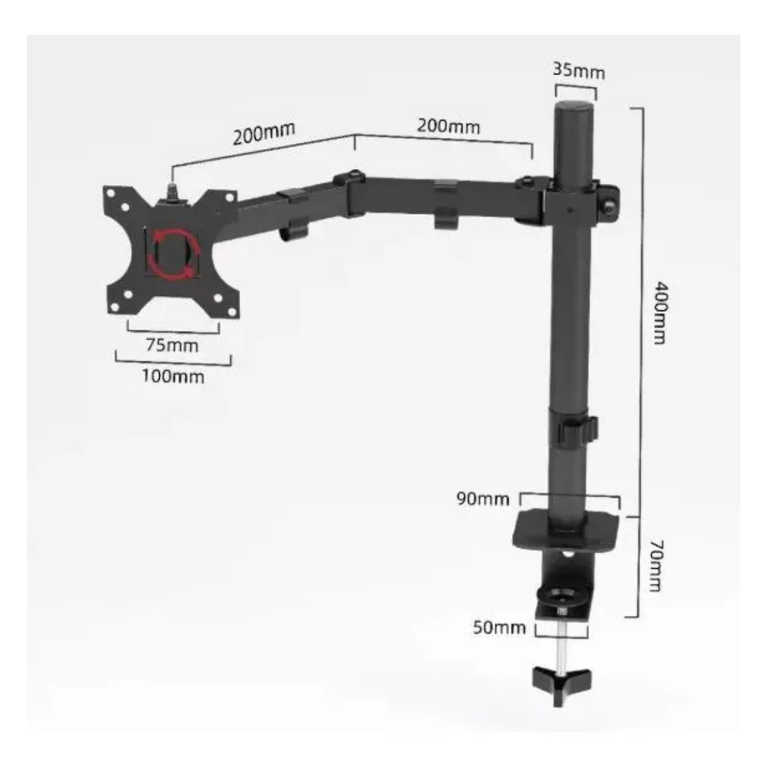 SOPORTE MONITOR ESCRITORIO BRAZO ARTICULADO NEGRO 15" A 30"