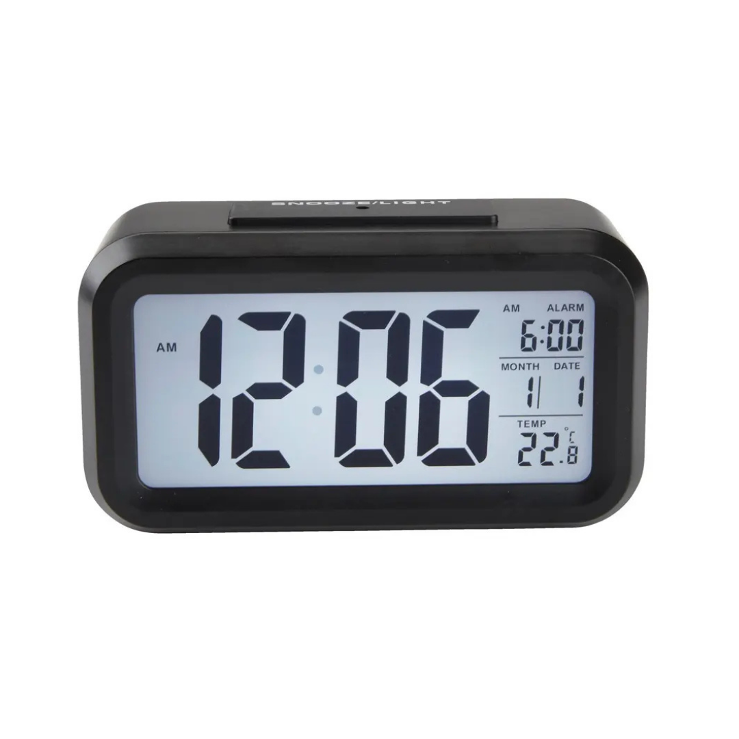 RELOJ DESPERTADOR DIGITAL LED CON FECHA Y TEMPERATURA - 14CM