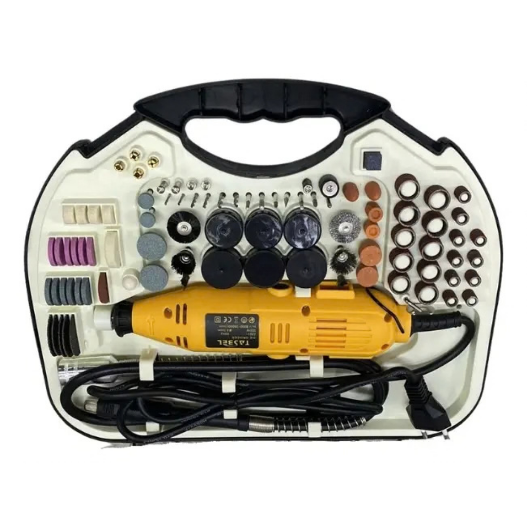 KIT MINITORNO TASBEL 211 PIEZAS CON MANDRIL TIPO DREMEL Y MALETÍN