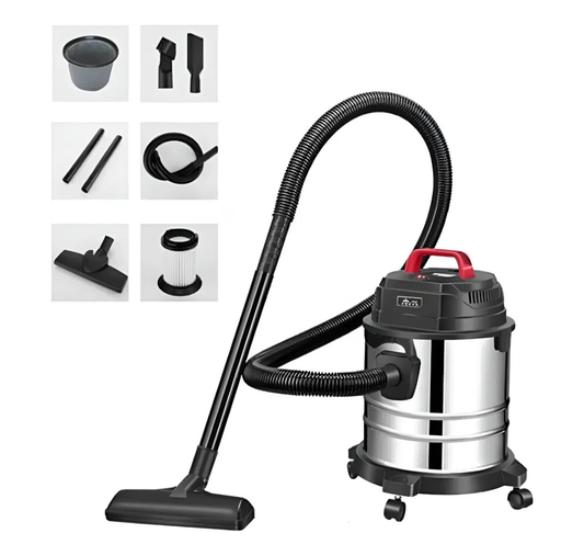 ASPIRADORA INDUSTRIAL ELÉCTRICA SÓLIDOS Y LÍQUIDOS 1500W 20L PLATEADA