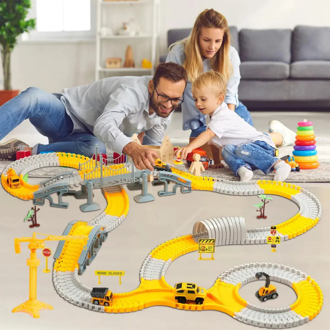 JUGUETE PISTA DE AUTO PARA NIÑO CON BLOQUES DE VEHÍCULOS EDUCATIVOS