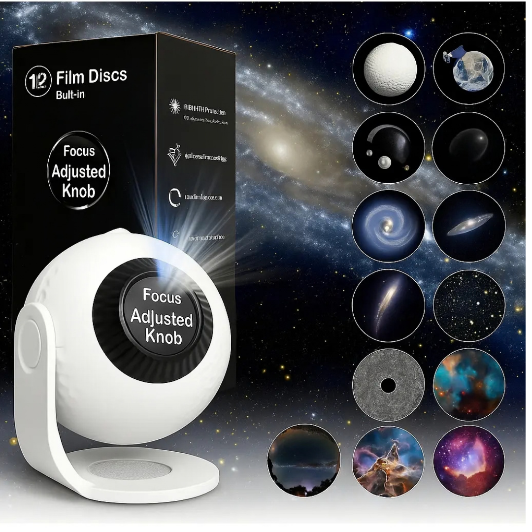 PROYECTOR ESTRELLAS GALAXIA LED HD 13 DISCOS 360° ROTACIÓN USB