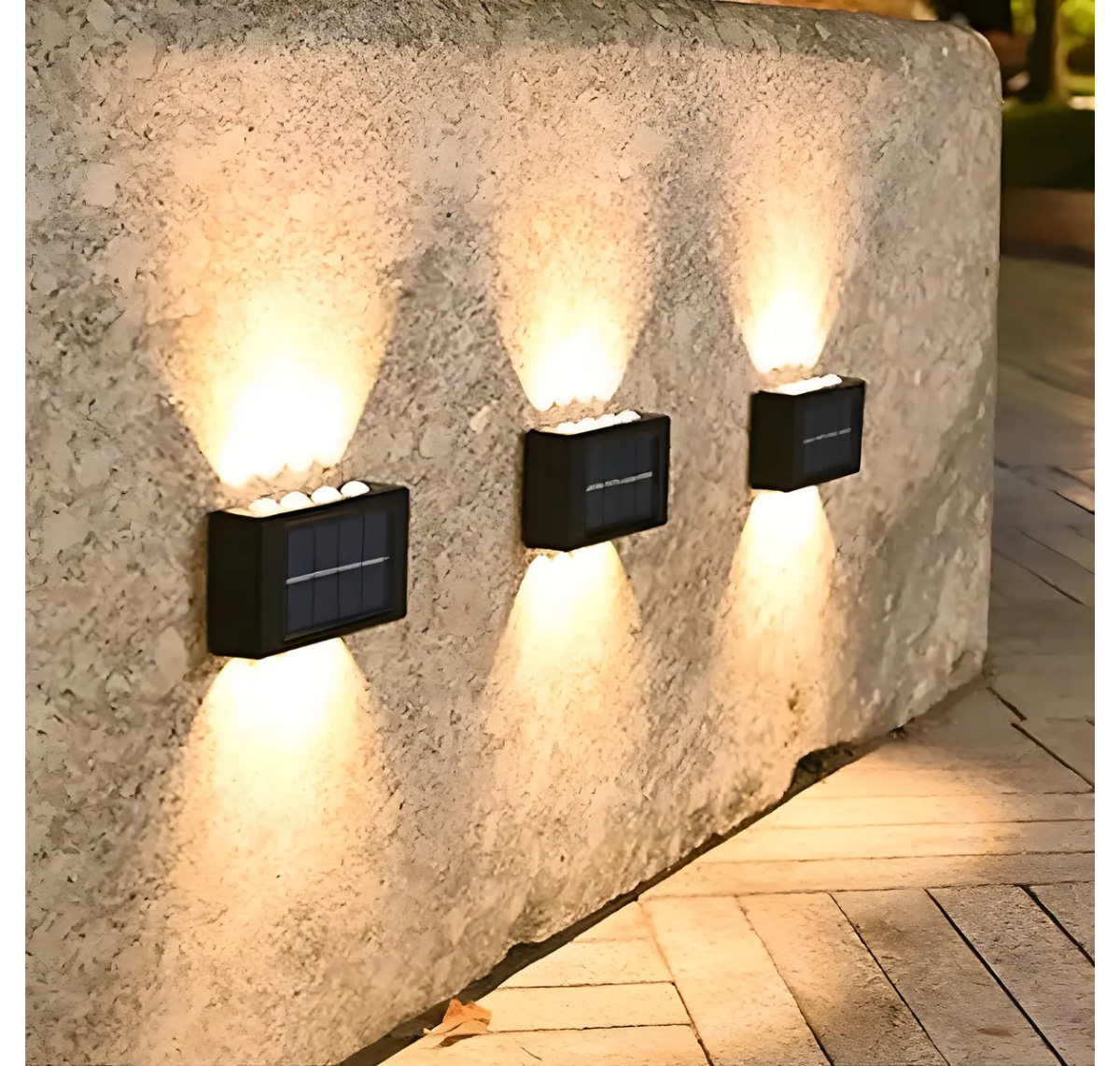 PACK 6 APLIQUES SOLARES LED LUZ CÁLIDA EXTERIOR IMPERMEABLE IP65