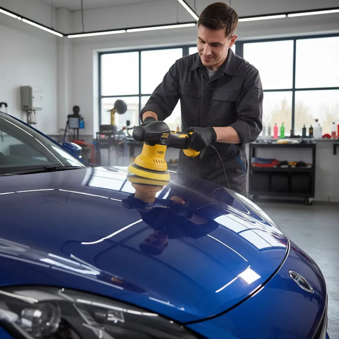 MÁQUINA PULIDORA INALÁMBRICA PARA AUTO CON 2 BATERÍAS Y ACCESORIOS