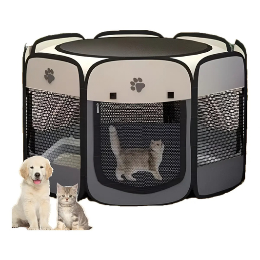 CORRAL PLEGABLE PARA PERROS Y GATOS DE TELA OXFORD CON CIERRE
