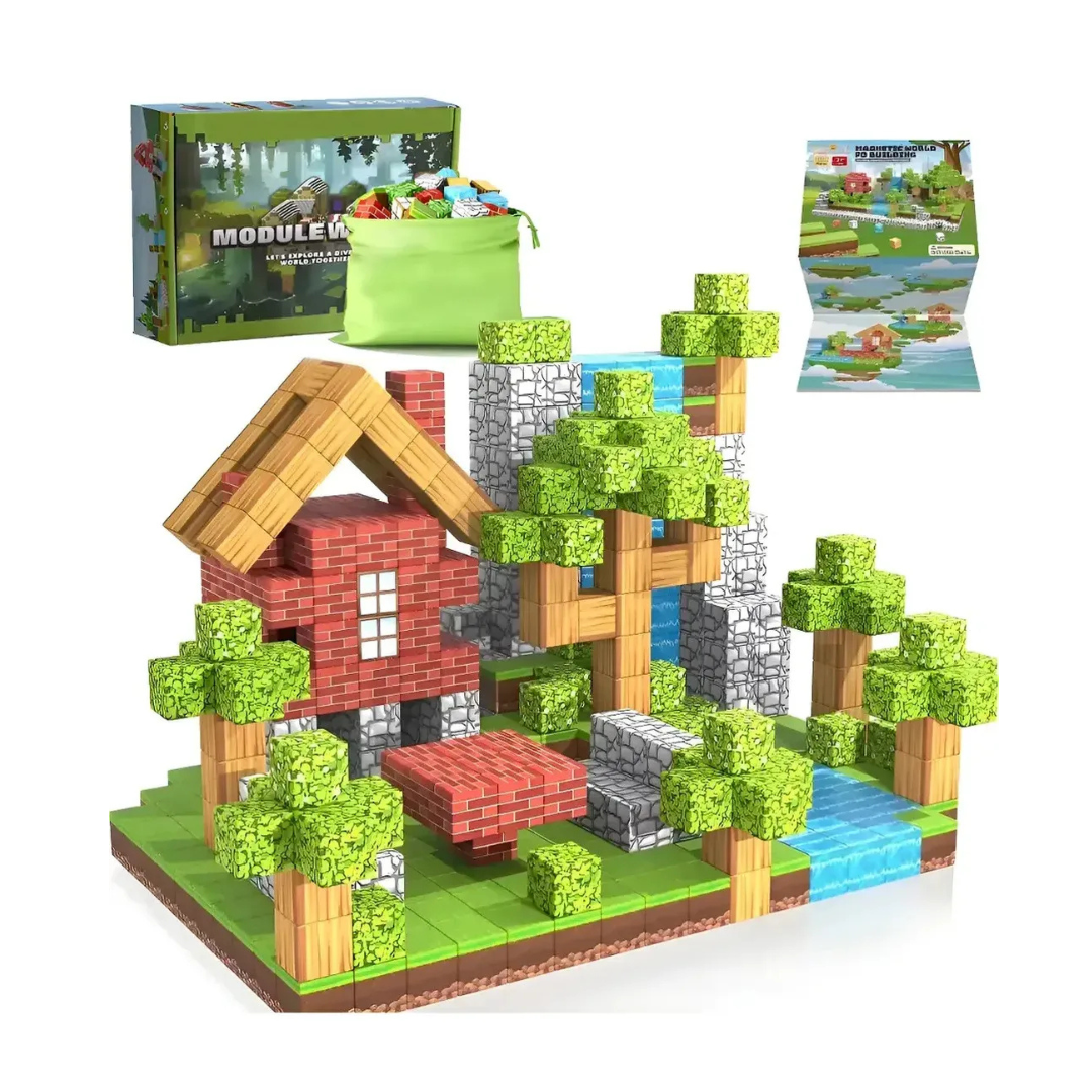 BLOQUES ARMABLES MAGNÉTICOS IMAN MINICRAFT 100 PIEZAS
