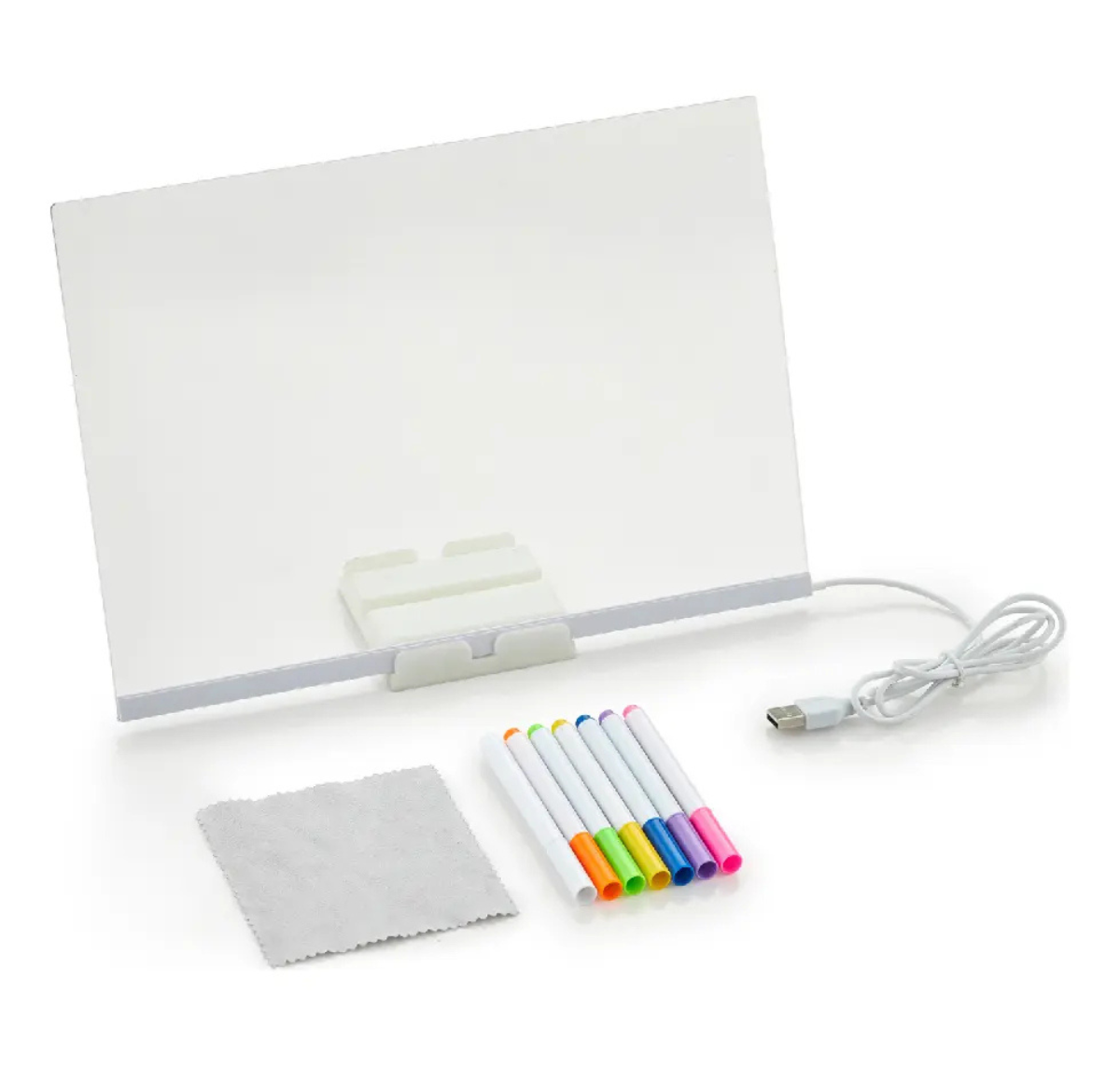 PIZARRA LED ACRÍLICA 20X30 CM USB + 7 MARCADORES