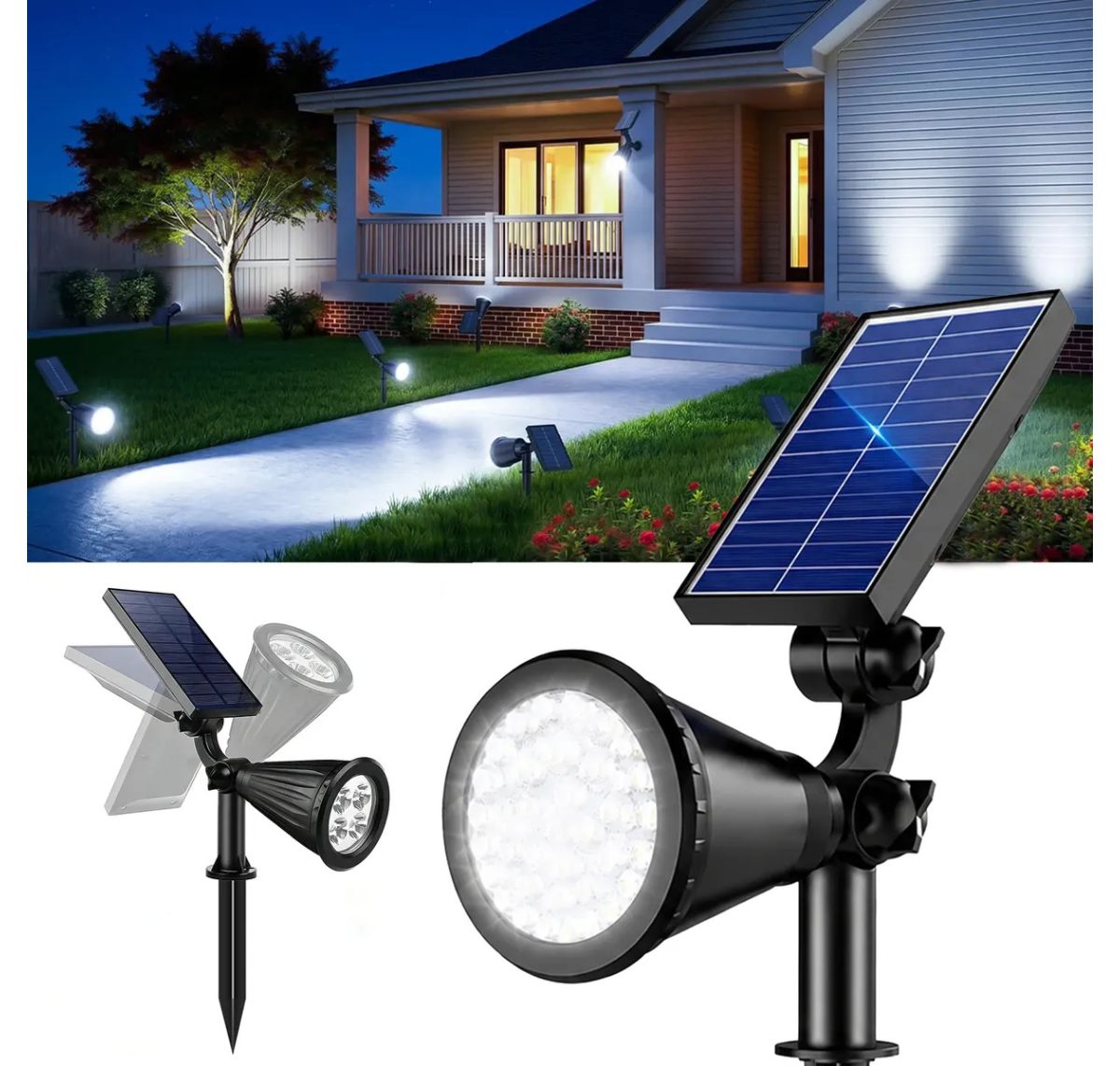 FOCO SOLAR LED RGB 2 EN 1 ESTACA Y COLGANTE PARA JARDÍN -IMPERMEABLE