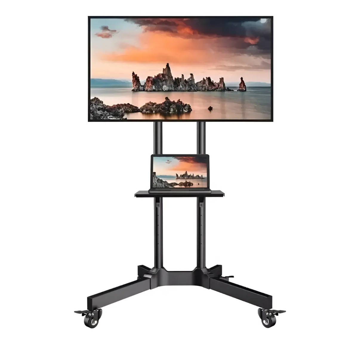 SOPORTE TV 32 A 65 PULG PEDESTAL MÓVIL CON RUEDAS HASTA 50KG NEGRO