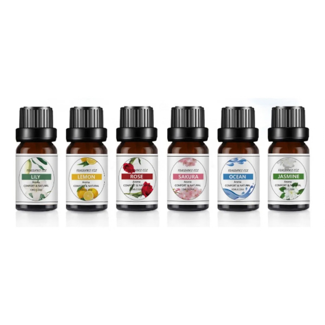 PACK DE ESENCIAS AROMÁTICAS PARA HUMIDIFICADORES Y DIFUSORES -6 ACEITES DE 10mL