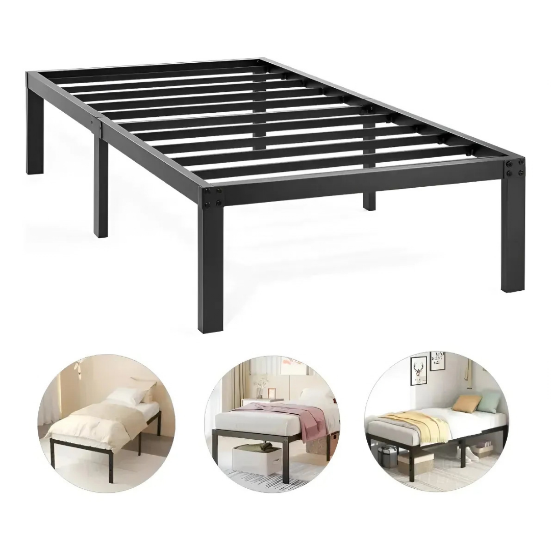 BASE DE CAMA INDIVIDUAL 1 PLAZA 190X90X35cm ACERO COLOR NEGRO