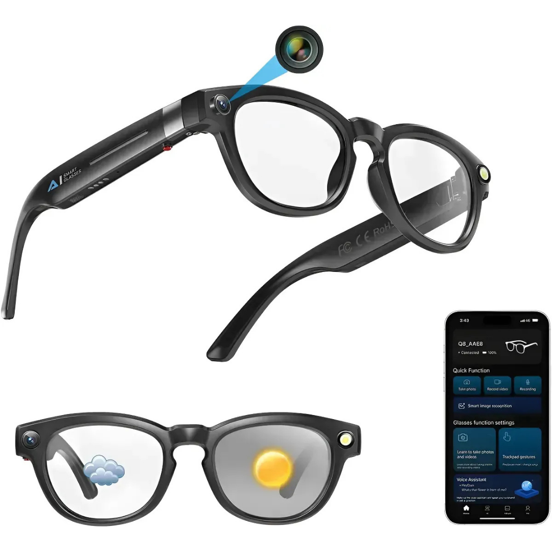 LENTES INTELIGENTES IA CON CÁMARA HD Y BLUETOOTH -NEGRO