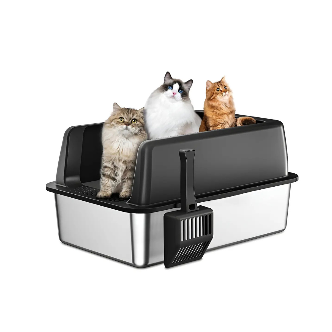 ARENERO PARA GATO GRANDE BAÑO SANITARIO DE ACERO INO